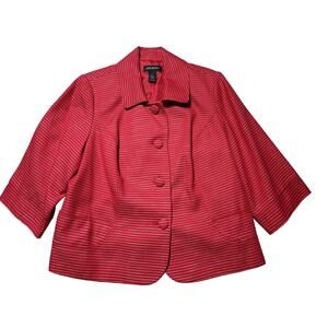 Lane Bryant Womens 24 Red & White Stitched Large Button Cropped Dress Blazer